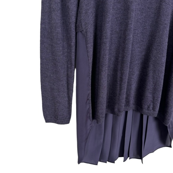 Soft Surroundings Women Wool Alpaca Sweater S Purple High Low Sheer Preppy - Picture 6 of 12